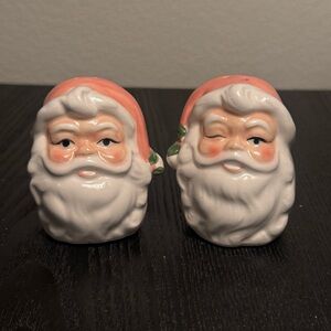 Santa Claus Salt and Pepper Shakers - White and Pink